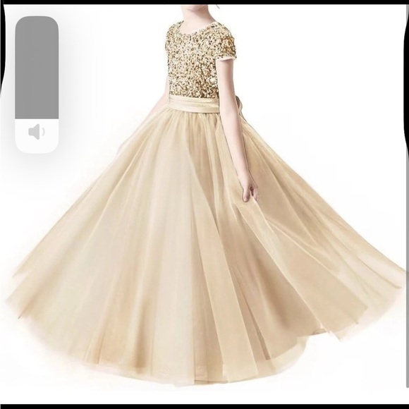 Sparkling Gold and Cream Kids Dress Sz 10 party  wedding event - Picture 7 of 13